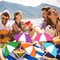 6 Pcs Summer Wooden Decor Colorful Umbrella Table Centerpieces Tiered Tray Decor Set Wooden Sun Shade Parasol Block Signs